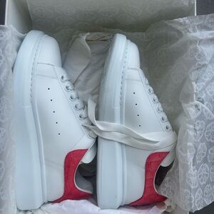 Alexander McQueen Platform Sneakers • White + Coral Pink • 8.5